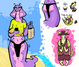 apode beach bikini blush bottomwear breasts bulge bumping clothed clothing crop_top elderly elderly_anthro elderly_female electronics female green_eyes holding_object legless living_tail loincloth love mature_female no_bra phone purple_body purple_scales sagging sagging_breasts scales scaly_tail scenery serpentine shirt shopping_bag shorts snake_hood snake_tail swimwear tail tail_motion tailwag topwear two-piece_swimsuit unusual_anatomy unusual_tail wet wet_body wet_clothing mevka animal_humanoid draconcopode humanoid naga reptile reptile_humanoid scalie scalie_humanoid snake snake_humanoid hi_res