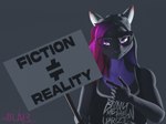 3d_(artwork) anthro band_merch band_shirt beanie blair_(unmakeyourself) bovid breasts bring_me_the_horizon caprine clothed clothing digital_media_(artwork) emo english_text eyewear female frown frowning_at_viewer gesture glasses goat hair hand_gesture hat headgear headwear hi_res holding_object holding_sign horn looking_at_viewer mammal pointing pupils shirt sign simple_background solo symbol-shaped_pupils text topwear unmakeyourself_(artist) unusual_pupils