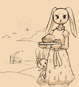 anthro blush building chicken_meat clothed clothing cloud dress duo eyelashes female floppy_ears food house meat open_mouth outside plate simple_background smile smoke standing sun tan_background young young_anthro jubb lagomorph leporid mammal rabbit 2020 digital_media_(artwork) low_res signature daughter_(lore) mother_(lore) mother_and_child_(lore) mother_and_daughter_(lore) parent_(lore) parent_and_child_(lore) parent_and_daughter_(lore)