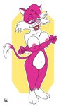 anthro areola areola_slip big_breasts breasts clothing female front_view grin lipstick looking_down makeup nipple_outline smile solo standing undressing whiskers ashesg domenica_in domestic_cat felid feline felis mammal full-length_portrait hi_res portrait