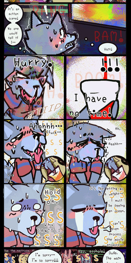 anthro blush bodily_fluids bulge clothing crying cum cum_in_clothing dialogue ejaculation embarrassed erection genital_fluids genitals male masturbation movie_theater omorashi peeing peeing_into_cup penis profanity public saliva snot squirming stealth_masturbation tail tail_motion tailwag tears text tongue underwear urine urine_stream watersports wetting peemenant incontinent_wolf_(peemenant) bear canid canine canis felid mammal pantherine tiger wolf 2025 absurd_res censored colored comic digital_drawing_(artwork) digital_media_(artwork) english_text hi_res long_image tall_image