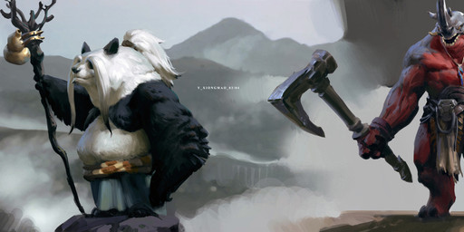 anthro armor axe black_body black_fur bottomwear clothed clothing fur grass grey_body group headgear helmet holding_axe holding_object holding_shield holding_staff loincloth loincloth_only male mountain muscular muscular_male outside plant red_body shield smile staff standing topless tusks white_body white_fur yang_qi art_of_war:_red_tides bear elephant elephantid giant_panda mammal proboscidean absurd_res digital_media_(artwork) hi_res long_image official_art wide_image