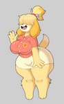 aloha_shirt anthro blonde_hair bottomwear breasts clothed clothing female fur hair hair_over_eyes monotone_bottomwear monotone_clothing monotone_skirt pattern_clothing pattern_shirt pattern_topwear pencil_skirt shirt skirt solo thick_thighs topwear yellow_body yellow_fur mehdrawings animal_crossing nintendo isabelle_(animal_crossing) canid canine canis domestic_dog mammal shih_tzu toy_dog 2022 absurd_res hi_res