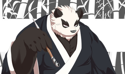 anthro black_body black_fur black_nose clothing fur humanoid_hands robe solo white_body white_fur mitei mti777 bear giant_panda mammal 2015 hi_res