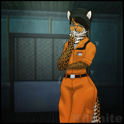5_fingers anthro beanie biped black_beanie black_border black_clothing black_hat black_headwear border bottomwear brown_eyewear brown_glasses brown_hair building clothed clothed_male clothing detailed_background elevator eyebrows eyewear femboy fingerless_(marking) fingers fur furgonomic_hat furgonomic_headwear furgonomics game_background glasses green_eyes grey_clothing grey_shirt grey_topwear hair hat headgear headwear humanoid_hands inside jaguar_spots male markings multicolored_body multicolored_fur nervous orange_body orange_bottomwear orange_clothing orange_fur orange_pants orange_topwear pants scared scared_expression shirt short_hair solo spiky_hair spots spotted_body spotted_fur straight_hair tail teeth topwear wearing_glasses killmite abiotic_factor jojo_maxwell_(killmite) felid jaguar mammal pantherine 1:1 2025 colored digital_drawing_(artwork) digital_media_(artwork) shaded watermark