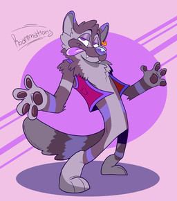 abstract_background anthro cheek_tuft chest_fur chest_tuft clothed clothing ear_piercing ear_ring facial_tuft fluffy fluffy_tail fur grey_body grey_fur half-closed_eyes head_tuft jacket male multicolored_body multicolored_fur narrowed_eyes open_clothing open_jacket open_topwear pawpads paws piercing purple_body purple_eyes purple_fur purple_nose raised_arms red_clothing red_jacket red_topwear ring_piercing smug_face snaggle_teeth solo tail tongue tongue_out toony topwear tuft roanimations dl_wolf_(dl2288) canid canine canis mammal wolf hi_res