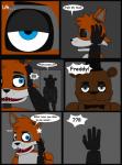 animatronic anthro bear blue_eyes bow_(feature) bow_tie canid canine clothing comic english_text eyes_closed five_nights_at_freddy's fnaf_the_alternative_story fox freddy_(fnaf) hat headgear headwear hi_res lucioro machine male mammal robot scottgames text top_hat