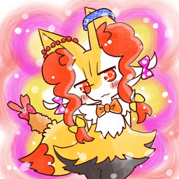:3 accessory ambiguous_anthro ambiguous_gender anthro biped blush bow_ribbon bow_tie dipstick_tail food front_view hair_accessory hair_bow hair_ribbon head_tilt looking_at_viewer markings ribbons shrimp_(food) simple_background snout solo standing tail tail_markings annyui0611 nintendo pokemon braixen canid generation_6_pokemon mammal pokemon_(species) 1:1 2022 digital_drawing_(artwork) digital_media_(artwork) japanese_description portrait three-quarter_portrait translated_description
