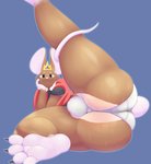 2018 absurd_res anthro big_butt big_ears bodily_fluids brown_body bulge butt clothed clothing contextual_(jigglyjuggle) crown digital_drawing_(artwork) digital_media_(artwork) headgear hi_res huge_butt jigglyjuggle looking_at_viewer male mammal mouse murid murine raised_leg rodent shirt simple_background smile solo spread_legs spreading sweat thick_thighs topwear underwear