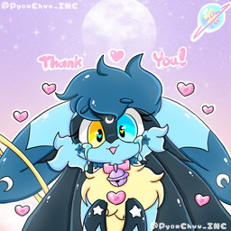 anthro blue_body blue_eyes blue_hair bodily_fluids collar crying female fur hair heart_symbol heterochromia solo tears yellow_body yellow_eyes yellow_fur lewdchuu nintendo pokemon pyon_(lewdchuu) generation_4_pokemon lucario pokemon_(species) 1:1