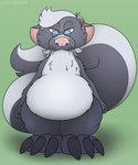 ambiguous_gender anthro belly big_belly fur hair lying male nude on_front overweight overweight_anthro overweight_male simple_background solo tail thick_thighs foxball kitty_pride marlowe_(kitty_pride) mammal mephitid skunk digital_media_(artwork) hi_res