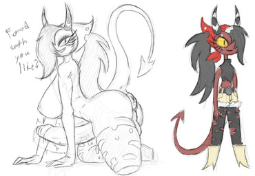 all_fours anus big_breasts big_butt big_penis black_clothing black_eyes black_hair black_horn black_legwear black_thigh_highs breasts butt clothing erection eye_scar eyelashes facial_scar foreskin front_view genitals gynomorph hair hair_over_eye highlights_(coloring) horn huge_penis intersex kerchief legwear looking_at_viewer looking_back looking_back_at_viewer low-angle_view maebari navel penis ponytail puffy_anus pupils rear_view red_body scar simple_background slightly_chubby slit_pupils smile solo spade_tail striped_horn stripes tail text thigh_highs throbbing throbbing_penis torn_thigh_highs white_background white_highlights white_horn hxveuseenmypen hellaverse helluva_boss sallie_may_(helluva_boss) demon demon_humanoid horned_humanoid humanoid imp tailed_humanoid english_text trans_(lore) trans_woman_(lore)