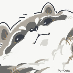 black_eyes black_nose chibi dot_eyes feral grey_body simple_background simple_eyes solo white_body yencatx mammal procyonid raccoon 1:1 2022
