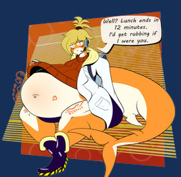 annoyed anthro backpack belly belly_focus belly_rub_request big_belly big_tail bloated blonde_hair boots bottomwear clothed clothing clothing_lift coat electronics exposed_belly femboy fin footwear frown geometric_background hair headgear headphones headset huge_belly lab_coat looking_at_viewer male navel navel_piercing navel_stud obese obese_anthro obese_male orange_body overweight overweight_anthro overweight_male piercing pouting presenting_belly rumbling_stomach shoes shorts simple_background sitting solo speech_bubble sweater sweater_lift tail tail_fin talking_to_viewer text thick_tail thick_thighs three-quarter_view tied_hair top_knot topwear yellow_eyes genpis_chong main_man_gunch lucci_(main_man_gunch) aquatic fish shark 2021 absurd_res alpha_channel artist_collaboration digital_media_(artwork) english_text full-length_portrait hi_res portrait