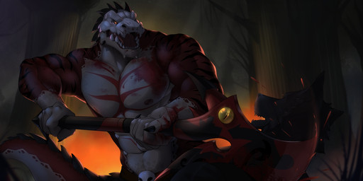 5_fingers abs angry anthro areola axe backlighting battle_axe biceps big_muscles big_pecs big_tail biped black_body black_claws black_markings black_scales black_spikes blood blood_on_chest blood_on_face blood_on_hand blood_on_object blood_on_weapon bodily_fluids bone bone_mask chin_spikes claws clothed clothing dead_tree deltoids duo faceless_character facial_spikes fangs finger_claws fingers forearm_muscles forest front_view glistening glistening_eyes head_ridge holding_axe holding_object humanoid_hands jaw_spikes killing light looking_at_another male markings mask melee_weapon motion_blur multicolored_body multicolored_scales multicolored_tail muscular muscular_anthro muscular_arms muscular_male navel nipples open_mouth orange_eyes outside pecs pink_areola pink_nipples plant red_body red_eyes red_markings red_scales red_tail scale_markings scales scaly_tail serratus skull skull_mask solo_focus spikes spikes_(anatomy) standing swinging_weapon tail tail_ridge tan_body tan_scales tan_spikes tan_tail teeth thick_neck tongue_showing topless trapezius tree triceps weapon purtropos a_hellish_journey red_(a_hellish_journey) crocodile crocodilian reptile scalie 2024 digital_media_(artwork) hi_res lighting signature widescreen