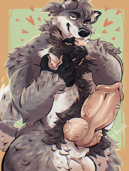 5_fingers animal_genitalia animal_penis anthro balls big_penis black_claws black_eyebrows black_markings bodily_fluids canine_genitalia canine_penis claws erection eyebrows fangs fingers fluffy fur genitals grey_body grey_fur hair huge_penis inner_ear_fluff knot knotted_penis licking looking_at_viewer male markings muscular muscular_anthro muscular_male nipple_fetish nipple_play nipples penis pink_nipples pink_penis pink_tongue saliva sheath short_hair snout solo tail tail_motion tailwag teeth tongue tongue_out tuft vein veiny_penis white_body white_fur honeypie~ canid canine canis mammal wolf colored digital_drawing_(artwork) digital_media_(artwork) hi_res shaded
