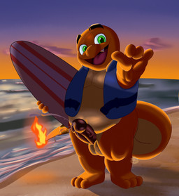 balls beach belly bodily_fluids cum cumshot ejaculation erection eyebrows fire flaming_tail genital_fluids genitals gesture glans green_eyes hand_gesture life_jacket looking_at_viewer male nude open_mouth orange_body outdoor_nudity outside overweight overweight_male penis shaka_sign slightly_chubby slightly_chubby_male smile solo solo_focus sunset surfboard tail thick_thighs vein veiny_penis ben_d_koopa benediktus_(artist) nintendo pokemon hadou_(satsui-n0-had0u) charmander generation_1_pokemon pokemon_(species) 2025 absurd_res hi_res