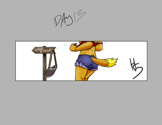 anthro back_boob biped blonde_hair bodily_fluids bottle bottomwear breasts breath butt clothed clothing clothing_pull container crop_top daisy_dukes denim denim_bottomwear denim_clothing denim_shorts dipstick_tail female flannel_shirt fur furgonomic_shorts furgonomics hair heat_(temperature) hotpants markings rear_view shirt shirt_pull shorts sign simple_background solo standing sweat sweaty_legs tail tail_markings text tied_shirt tired topwear topwear_pull undressing yellow_body yellow_fur high5art ty_the_tasmanian_tiger_(series) shazza_the_dingo canid canine canis dingo mammal 2024 absurd_res digital_drawing_(artwork) digital_media_(artwork) english_text hi_res letterbox signature