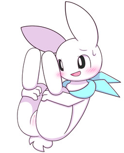anthro blush bodily_fluids butt clitoral_hood clitoris featureless_chest female flat_chested fur genitals imminent_sex kemono leg_grab looking_pleasured lying mostly_nude nude on_back scarf scarf_only silly simple_background smile solo spread_legs spread_vulva spreading sweat tongue tongue_out vaginal vulva white_background white_body white_fur bubbluechy lagomorph leporid mammal rabbit