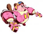 ambiguous_gender armor blush eyewear goggles headgear helmet machine mecha not_furry open_mouth simple_background solo naga_u kirby_(series) nintendo kirby alien robobot_armor waddling_head 2018 5:4 hi_res