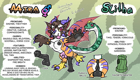 animal_genitalia animal_penis backsack balls biped bipedal_feral breasts butt claws duo equine_genitalia equine_penis feet female feral genitals horizontal_pupils horn intersex intersex/female living_tail markings mira_the_chimera nipples pawpads paws penis pupils snake_tail striped_markings stripes tail talons teats text toe_claws toes udders unusual_anatomy unusual_tail vulva wings blizzate mythology anaconda boa_(snake) boinae bovid caprine chimera felid goat hybrid mammal mythological_creature pantherine reptile scalie snake tiger unknown_species 7:4 english_text