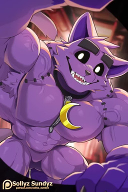 abs anthro armpit_hair barazoku biceps big_muscles big_pecs black_sclera body_hair eyebrows fangs featureless_crotch fingers fur glowing glowing_eyes grin grinning_at_viewer huge_muscles huge_pecs looking_at_viewer male manly moon_accessory muscular muscular_anthro muscular_arms muscular_legs muscular_male muscular_thighs navel open_mouth pecs plushie purple_body purple_fur seductive sharp_teeth smile smiling_at_viewer solo stitch_(sewing) teeth thick_arms thick_eyebrows thick_thighs vein veiny_arms veiny_muscles sollyz mob_entertainment poppy_playtime smiling_critters catnap_(poppy_playtime) animate_inanimate felid living_plushie mammal 2:3 2d_animation animated hi_res high_framerate loop motion_tweening no_sound short_playtime video