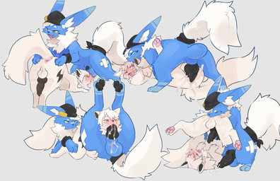 anal animal_genitalia animal_penis anus ass_up backsack balls balls_on_face blue_body blue_fur bodily_fluids canine_genitalia canine_penis clothing cum cum_in_ass cum_in_mouth cum_inside cum_on_self duo felching fellatio feral feral_on_feral feral_penetrated feral_penetrating feral_penetrating_feral fluffy fluffy_tail fur genital_fluids genitals hat hat_only headgear headgear_only headwear headwear_only knot male male/male male_penetrated male_penetrating male_penetrating_male male_rimming_male mostly_nude multiple_positions oral penetration penile penis perineum rimming sex sheath tail wearing_hat whiskers white_body white_fur cometdragonite nintendo pokemon maiko_(flareon) velox_(character) eeveelution flareon generation_1_pokemon pokemon_(species) hi_res