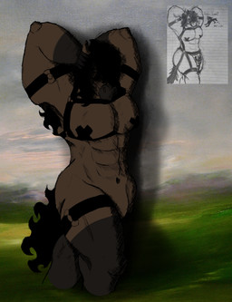 abs anthro armpit_hair body_hair covered_eyes hair harness leather leather_harness long_hair male mane muscular pecs solo tail dih_deer equid equine horse humanoid mammal absurd_res digital_media_(artwork) hi_res traditional_media_(artwork)