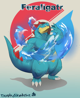 3_toes ambiguous_gender blue_body circle elemental_manipulation featureless_crotch feet feral pattern_background simple_background solo standing toes water_manipulation dustysketchs dustythelion nintendo pokemon feraligatr generation_2_pokemon pokemon_(species) absurd_res digital_media_(artwork) hi_res