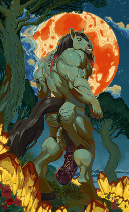 animal_genitalia animal_penis anthro arm_tattoo back_tattoo ball_tuft balls black_hair black_sclera butt butt_tattoo clenched_teeth cloud crystal equine_genitalia equine_penis erection flower fur genital_piercing genitals grass hair hooves long_hair looking_back looking_down male mane moon muscular muscular_anthro muscular_male night nude outside penis penis_piercing piercing plant prince_albert_piercing purple_penis red_eyes rock sky solo standing star tattoo teeth tree tuft white_body stovenfang mythology demon equid equine horse mammal mythological_creature mythological_equine absurd_res digital_media_(artwork) hi_res