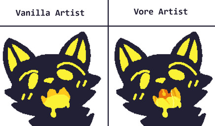 anthro black_body black_fur blush fur humor male open_mouth pixelated simple_background solo white_background yellow_blush yellow_ears yellow_eyes yellow_mouth yellow_nose d3nofur domestic_cat felid feline felis mammal digital_media_(artwork) meme pixel_(artwork)