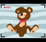 absurd_res anthro bear black_bars blue_eyes blush bow_tie butt enookie erection hi_res letterbox lying male mammal oliver_masthay on_back solo spread_butt spread_legs spreading teddy_bear_(species)