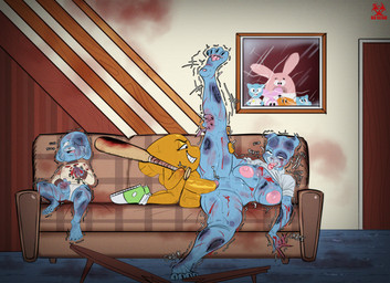 4_fingers 4_toes 5_fingers abuse adult_on_young age_difference anthro anthro_on_anthro anthro_penetrated anthro_penetrating anthro_penetrating_anthro anthro_rape anthro_raping_anthro areola ball_size_difference balls barefoot baseball_bat bat_(object) belly bent_arm bent_leg big_areola big_balls big_breasts big_eyes big_nipples big_penis biped black_claws black_eyebrows black_markings blood blood_on_arm blood_on_baseball_bat blood_on_bat blood_on_belly blood_on_breast blood_on_clothing blood_on_face blood_on_finger blood_on_foot blood_on_fur blood_on_hand blood_on_leg blood_on_sweater blood_on_thigh blood_on_tongue blood_on_topwear blood_on_wall blue_balls blue_body blue_breasts blue_ears blue_floor blue_fur blue_markings blue_penis bodily_fluids breast_squish breasts briefs broken_fingers broken_table bruised bruised_breast bruised_ear bruised_eye bruised_face bruised_foot bruised_hand bruised_head bruised_leg bruised_thigh claws clitoris clothed clothed_sex clothing clothing_aside crotch_tuft cruelty crying curved_eyebrows dark_markings detailed_background dominant dominant_anthro dominant_male dominant_young door ears_down erection eye_roll eyebrows eyelashes facial_markings fangs featureless_hands feet female female_penetrated female_raped fin finger_claws fingers floor footwear forced foreskin from_front_position front_view fur fur_tuft furniture genitals glans glistening glistening_areola glistening_balls glistening_belly glistening_bodily_fluids glistening_body glistening_eyelids glistening_face glistening_fur glistening_genitalia glistening_hands glistening_head glistening_legs glistening_nipples glistening_pawpads glistening_penis glistening_sweat glistening_tears glistening_thighs glistening_tongue gore grin grinning_at_another grinning_at_partner group half-closed_eyes head_markings heart_symbol hiccuping holding_baseball_bat holding_bat holding_leg holding_object huge_areola huge_balls huge_breasts huge_nipples huge_penis humanoid_genitalia humanoid_hands humanoid_penis humanoid_vulva imminent_death inside internal_wall interspecies iris kneeling kneeling_on_sofa larger_female larger_penetrated larger_sub leg_grab light_areola light_body light_fur light_markings light_nipples living_room logo looking_at_another looking_at_partner lying male male/female male_penetrating male_penetrating_female male_rape male_raping male_raping_female markings masturbation mature_anthro mature_female missionary_position monotone_balls monotone_body monotone_genitals monotone_penis mostly_nude mostly_nude_anthro mostly_nude_female mostly_nude_male motion_lines multicolored_clothing multicolored_footwear multicolored_shoes multicolored_sweater multicolored_topwear muzzle_(marking) narrowed_eyes navel nipples older_anthro older_female older_on_young older_penetrated older_raped on_back on_side on_sofa one_eye_closed open_mouth orange_balls orange_body orange_fin orange_penis pantsless partially_retracted_foreskin pattern_sofa pawpads penetration penile penile_masturbation penile_penetration penis penis_in_vagina penis_size_difference photo picture_frame pink_areola pink_clitoris pink_glans pink_nipples pink_nose pink_pawpads pink_tongue pink_vulva pivoted_ears plantigrade plantigrade_pawpads puffy_areola raised_clothing raised_leg raised_shirt raised_topwear rape rolled_up_sleeves sagging_breasts saliva saliva_on_tongue sex shaking shirt shocked shoes shota sitting sitting_on_sofa size_difference small_but_hung small_penis smaller_male smile smiling_at_another smiling_at_partner snout sobbing socks sofa sound_effects spread_legs spreading squish submissive submissive_anthro submissive_female submissive_male sweat sweater sweaty_arms sweaty_balls sweaty_body sweaty_breasts sweaty_face sweaty_fur sweaty_genitalia sweaty_legs sweaty_thighs table tears teeth text thick_thighs thigh_grab toe_claws toes tongue tongue_out topwear tremble_lines trio tuft turtleneck two_tone_clothing two_tone_footwear two_tone_shoes two_tone_sweater two_tone_topwear underwear underwear_aside vaginal vaginal_penetration vein veiny_balls vulva wall_(structure) whisker_markings white_briefs white_clothing white_footwear white_heart white_sclera white_shirt white_socks white_text white_topwear white_underwear white_wall wounded young young_anthro young_but_hung young_male young_penetrating young_rape younger_anthro younger_dom_older_sub younger_male redhazard cartoon_network the_amazing_world_of_gumball darwin_watterson gumball_watterson nicole_watterson aquatic cyprinid cypriniform domestic_cat felid feline felis fish goldfish mammal 2026 artist_logo artist_name digital_drawing_(artwork) digital_media_(artwork) english_text flat_colors hi_res adopted_(lore) adopted_son_(lore) adoptive_brother_(lore) adoptive_mother_(lore) adoptive_sibling_(lore) mother_(lore) parent_(lore) pseudo_incest_(lore) son_(lore)