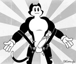 4_fingers :3 anthro balls big_muscles black_body clothing erection fingers genitals glans gloves grey_background grey_glans handwear humanoid_genitalia humanoid_penis male multicolored_body muscular muscular_anthro muscular_male penis simple_background smile solo sparkles standing suspenders white_balls white_body white_clothing white_gloves white_handwear white_penis smeargle20 epic_games fortnite meowscles meowscles_(toon) domestic_cat felid feline felis mammal 2021 absurd_res hi_res monochrome signature