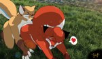 all_fours anal anthro bent_over black_nose blush duo eyes_closed fluffy fluffy_tail fur green_eyes looking_back looking_pleasured male male/male nature nature_background oral orange_body orange_fur outside rimming rimming_male sex tail tail_aside keycaliber1 fuzzyphox jayce_(keycaliber1) canid canine canis fox mammal hi_res