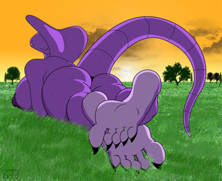 5_toes anthro anthrofied barefoot big_breasts big_butt big_nipples biped breasts butt claws feet female foot_focus grass hindpaw humanoid_feet lightened_soles lying nipples non-mammal_breasts non-mammal_nipples nude on_front outside paws plant plantigrade pokemorph purple_body purple_nipples purple_scales scales sky smile snake_hood soles solo sunset tail teeth thick_tail toe_claws toes conditional_dnp zp92 nintendo pokemon fan_character sebrina_arbok arbok generation_1_pokemon pokemon_(species) reptile scalie snake 2012 digital_media_(artwork)