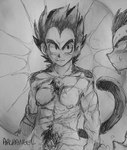 andromorph bodily_fluids crossgender intersex mta_crossgender mti_crossgender nipples solo sun sweat tail shonencore dragon_ball humanoid saiyan tailed_humanoid graphite_(artwork) hi_res monochrome traditional_media_(artwork)