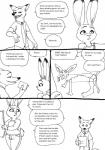 anthro clothing dialogue drawing duo fur humor long_ears male necktie photo simple_background size_difference smile speech_bubble text white_background bernielover disney zootopia judy_hopps nick_wilde canid canine fox lagomorph leporid mammal rabbit red_fox true_fox comic english_text hi_res monochrome