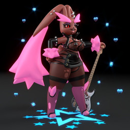 anthro areola arm_tuft armband armwear bass_guitar big_breasts big_ears black_armwear black_background black_bottomwear black_clothing black_nose black_panties black_skirt black_topwear black_underwear bottomwear breasts brown_areola brown_body brown_fur brown_nipples choker clothed clothing dipstick_ears ear_markings ear_piercing eyebrows eyelashes eyeshadow feet female fishnet_clothing fishnet_topwear floppy_ears front_view fur gradient_background grey_background guitar hand_on_hip holding_guitar holding_musical_instrument holding_object jewelry leather leather_bottomwear leather_clothing leather_skirt leather_topwear leg_markings legwear long_ears looking_at_viewer lop_ears makeup markings multicolored_ears musical_instrument navel necklace nipple_piercing nipples open_clothing open_topwear panties piercing pink_body pink_fur plucked_string_instrument purple_eyeshadow red_eyes simple_background skirt socks_(marking) solo spiked_armband spikes string_instrument thick_eyebrows thick_thighs tongue tongue_out tongue_piercing topwear torn_clothing torn_legwear tuft underwear wide_hips wrist_tuft general_buta krokobyaka nintendo pokemon generation_4_pokemon lopunny pokemon_(species) shiny_pokemon 1:1 3d_(artwork) digital_media_(artwork)