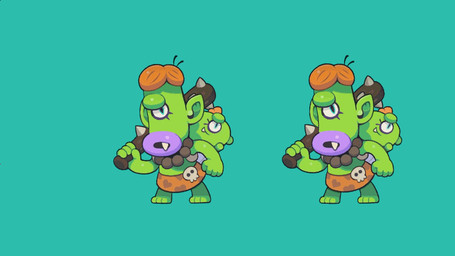 1_eye 3_toes 4_fingers age_difference attack beaded_jewelry beaded_necklace beads blue_eyes bottomwear carrying_another clothed clothed_humanoid clothed_male clothing club_(weapon) duo eyelashes fangs feet fingers fist green_body green_skin hair holding_club holding_melee_weapon holding_object holding_weapon humanoid_pointy_ears jewelry larger_humanoid larger_male light lips looking_at_viewer male male_humanoid melee_weapon necklace neonate no_eyebrows noseless not_furry older_humanoid older_male open_mouth orange_bottomwear orange_clothing orange_hair orange_skirt pointy_ears purple_lips short_hair simple_background size_difference skirt smaller_humanoid smaller_male teeth thick_lips toes weapon young young_humanoid young_male younger_humanoid younger_male laurine_vire taiga_kayama goblin humanoid 2026 2d_animation animated artist_collaboration colored digital_media_(artwork) english_description high_framerate lighting multiple_images shaded