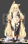 blonde_hair blush bodily_fluids breasts clothing female genital_fluids hair heterochromia long_hair nipples panties solo underwear vaginal_fluids amenomiya girls_frontline g41_(girls_frontline) animal_humanoid canid canid_humanoid canine canine_humanoid fox_humanoid humanoid mammal mammal_humanoid absurd_res hi_res