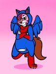 angry anthro clean_diaper clothed clothing diaper diaper_under_clothing diaper_under_onesie female onesie solo wearing_diaper imces canid canine canis mammal wolf hi_res