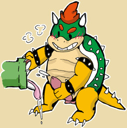 ambiguous_gender anthro bodily_fluids cum cum_in_mouth cum_inside cumshot duo ejaculation forced forced_oral genital_fluids genitals handjob male male/ambiguous male_focus oral penile penis plant sex solo_focus tail riverfry mario_bros nintendo bowser elemental_creature flora_fauna piranha_plant absurd_res hi_res
