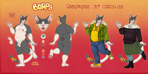 accessory anthro blue_eyes boots bottomwear clothing converse_shoes cuff_(restraint) denim denim_bottomwear denim_clothing ear_piercing ear_ring erection flaccid footwear foreskin furgonomics genitals glans gradient_background grey_body hairless hoodie humanoid_genitalia humanoid_penis jeans jewelry male multiple_piercings overweight pants partially_retracted_foreskin pawpads penis piercing pink_glans pink_nose pink_pawpads pink_tongue pupils restraints ring_piercing shoes simple_background skirt slit_pupils smile solo sweater tail tail_accessory tail_cuff tail_jewelry tongue topwear unretracted_foreskin white_body white_penis interkos converse borps_(itmeporps) domestic_cat felid feline felis hairless_cat mammal sphynx_(cat) 2023 hi_res model_sheet nonbinary_(lore) trans_(lore)