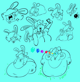 ambiguous_gender anthro arm_around_another arm_support bangs belly belly_expansion bent_arm bent_legs big_belly big_breasts big_butt black_body black_eyebrows black_eyes black_pawpads breasts buckteeth butt butt_expansion cellphone circle_eyebrows cleavage closed_frown clothed clothed_anthro clothed_female clothing crown crumbs crumbs_on_face deep_navel dress ear_piercing eating eating_food eating_pie eating_star_bit electronics exclamation_point expansion eyebrow_through_hair eyebrows eyelashes fat_arms fat_legs female food frown fur fuse group grumpy hair half-closed_eyes happy headgear holding_cellphone holding_food holding_object holding_phone holding_pie huge_belly huge_butt huge_thighs hyper hyper_belly hyper_butt immobile leaning_on_elbow light long_ears long_hair looking_at_another looking_at_viewer lying medium_breasts mitten_hands mouth_closed narrowed_eyes navel noseless on_front open_frown open_mouth pastry pawpads phone pie pie_(food) piercing question_mark scut_tail shirt short_tail sitting smartphone smile smiling_at_viewer standing star_bit star_ear_piercing surprised tail taking_picture taking_selfie teal_body teal_clothing teal_dress teal_fur teal_hair teal_shirt teal_tail teal_teeth teal_tongue teal_topwear tear_trough teeth thick_thighs thigh_expansion tongue topwear translucent translucent_hair trio weight_gain wide_eyed fizzooka mario_bros mario_plus_rabbids_kingdom_battle mario_plus_rabbids_sparks_of_hope nintendo raving_rabbids rayman_(series) super_mario_galaxy ubisoft rabbid_peach rabbid_rosalina bob-omb lagomorph mammal rabbid waddling_head 2023 colored crossover digital_drawing_(artwork) digital_media_(artwork) hi_res lighting multiple_images