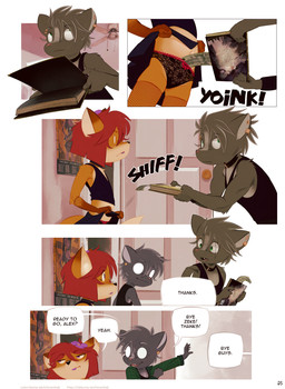 5_fingers accessory age_difference annoyed anthro arm_tuft armwear asking asking_another avoiding_eye_contact bedroom_eyes big_tail biped black_clothing black_nose black_shirt black_tail black_tank_top black_topwear book border bottomwear brown_body brown_fur brown_markings closed_smile clothed clothing clothing_lift corset countershade_face countershade_torso countershading detailed_background dialogue dipstick_ears dipstick_tail disappointed duo ear_markings ear_piercing ear_ring eyebrows eyes_closed eyewear facial_piercing female fingers fishnet_armwear fishnet_clothing fishnet_legwear five_frame_image flat_chested flower flower_in_hair frown fur furgonomic_bottomwear furgonomics furniture glasses gloves_(marking) green_clothing grey_body grey_fur grey_hair grey_inner_ear grey_markings hair hair_accessory holding_book holding_object humanoid_hands inside jewelry legwear light lingerie lingerie_panties looking_aside looking_at_another male markings midriff motion_lines mouth_closed multicolored_body multicolored_clothing multicolored_ears multicolored_fur multicolored_hair multicolored_legwear multicolored_thigh_highs narrowed_eyes navel neckband neckwear nervous older_anthro older_male onomatopoeia open_mouth open_smile outside page_number panties pattern_clothing pattern_legwear pattern_thigh_highs piercing pink_nose plant presenting presenting_underwear pupils purple_eyes red_hair ring_piercing round_glasses seductive shirt short_hair shoulder_tuft skirt skirt_lift smile snout sound_effects speech_bubble stairs tail tail_markings talking_to_another tan_body tan_fur tank_top teeth text thigh_highs three_frame_image topwear tuft two_tone_body two_tone_clothing two_tone_fur two_tone_hair two_tone_legwear two_tone_thigh_highs uncomfortable underwear urban white_body white_border white_countershading white_eyes white_markings wide_eyed young young_anthro young_female horemheb alex_(horemheb) eli_(horemheb) zeke_(horemheb) canid canine canis fox mammal mephitid skunk 2026 absurd_res colored comic detailed digital_drawing_(artwork) digital_media_(artwork) english_text hi_res lighting marker_(artwork) shaded traditional_media_(artwork) url