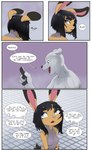 abby_(polyle) anthro areola bear biped black_eyes black_hair black_markings black_nose blue_eyes breasts comic dialogue dipstick_ears domino_(polyle) english_text eyebrows female grey_body hair hi_res inside lagomorph leporid mammal markings mole_(marking) multicolored_body multicolored_ears nipples nude open_mouth pink_nose polar_bear polyle rabbit scut_tail short_hair short_tail simple_background small_breasts solo speech_bubble tail teeth text tongue two_tone_body ursine white_body yellow_body