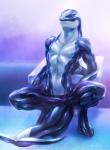 2017 4_toes anthro arm_support athletic athletic_anthro athletic_male blue_eyes bulge cetacean clothed clothing crouching detailed_bulge digital_media_(artwork) digitigrade dolphin dorsal_fin equus feet fin front_view genital_outline hi_res male mammal marine navel oceanic_dolphin orca penis_outline simple_background solo spread_legs spreading tail tail_fin thick_tail toes toothed_whale topless