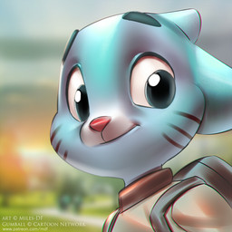 anthro backpack blue_body blue_fur clothed clothed_anthro clothed_male clothing fur looking_at_viewer male male_anthro smile solo text young young_anthro young_male miles_df cartoon_network the_amazing_world_of_gumball gumball_watterson domestic_cat felid feline felis mammal 1:1 2015 url