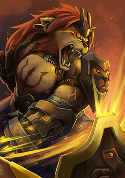 angry anthro armor brown_body brown_fur clothed clothing detailed_background ear_piercing ear_ring egyptian fangs fur hair male muscular muscular_anthro muscular_male nipples open_mouth orange_background orange_eyes partially_clothed piercing red_hair ring_piercing shield simple_background solo teeth tongue yellow_eyes yellow_sclera link2004 felid lion mammal pantherine